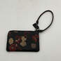 Womens Black Red Floral Leather Zipper Detachable Strap Wristlet Wallet image number 2