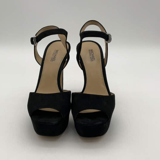 NIB Womens Trish Black Peep Toe Stiletto Heel Ankle Strap Sandals Size 6 M image number 2