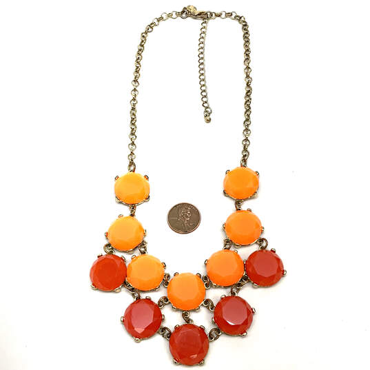 Designer J. Crew Gold-Tone Chain Orange Faceted Acrylic Statement Necklace image number 2
