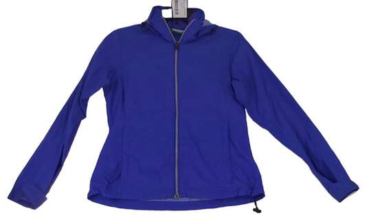 Mens Blue Long Sleeve Full Zip Hooded Athletic Jacket Size XS image number 1