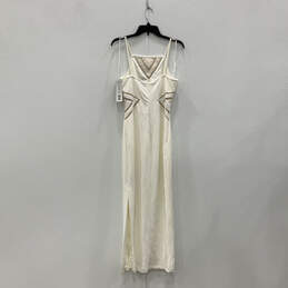 NWT Womens Ivory Halter Neck Back Zip Sleeveless Maxi Dress Size 6 P alternative image