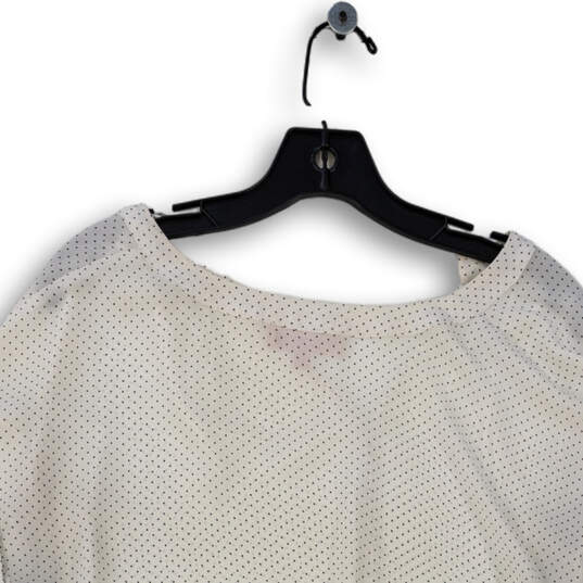 Womens White Polka Dot Short Sleeve Split V Neck Blouse Top Size Large image number 4