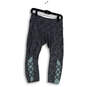 Womens Black Green Space Dye Elastic Waist Pull-On Activewear Capri Pants image number 1