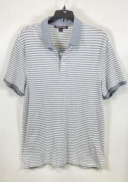 Michael Kors Men Gray Striped Polo Shirt L