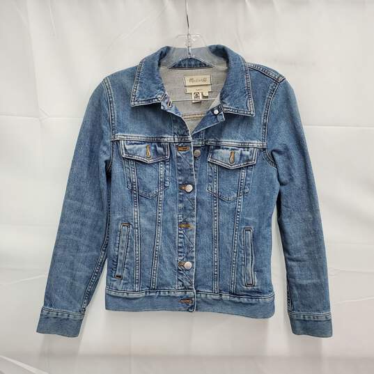 Madewell Classic WM's Blue Cotton Washed Denim Trucker Jacket Size S image number 1