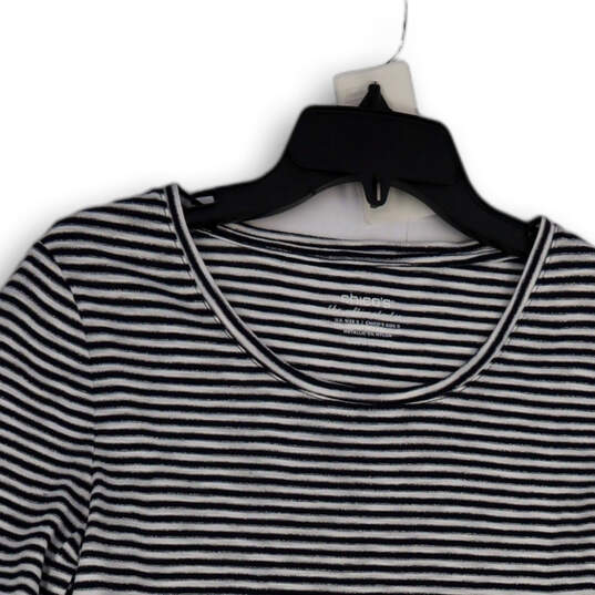 NWT Womens Black White Striped Roll Tab Sleeve Pullover Blouse Top Size 0 image number 3