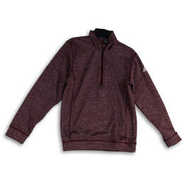 Womens Purple Long Sleeve Mock Neck Quarter Zip Pullover Sweatshirt Size S