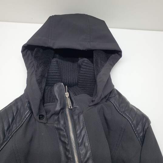 BCBGeneration Hooded Zip Up Black Coat Jacket Polyester Blend Sz M image number 2