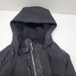BCBGeneration Hooded Zip Up Black Coat Jacket Polyester Blend Sz M alternative image