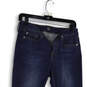 Womens Blue Denim Distressed Dark Wash Pockets Skinny Leg Jeans Size 28R image number 3