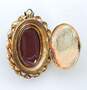 VNTG 925 Vermeil Red Glass and Shell Locket w/ Filigree Earrings image number 5