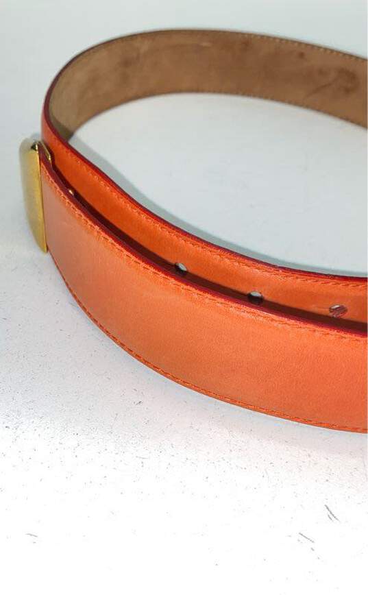 Donna Karan Orange Leather Belt Size M image number 9