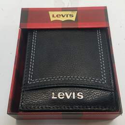 Levi's Black Leather RFID ID Card Wallet Men's