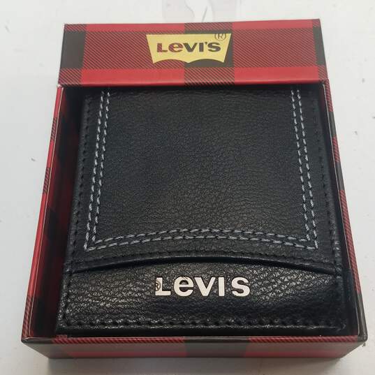 Levi's Black Leather RFID ID Card Wallet Men's image number 1