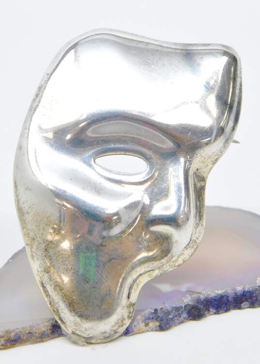 Taxco 925 Polished Chunky Theater Mask Brooch17.3g image number 1