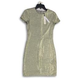 NWT Alice + Olivia Womens Metallic Silver Back Zip Bodycon Dress Size 6