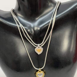 Designer Brighton Two-Tone Triple Strand Heart Shape Pendant Necklace