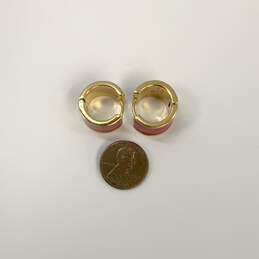 Designer Kate Spade Gold-Tone Red Enamel Fashionable Half Hoop Earrings alternative image