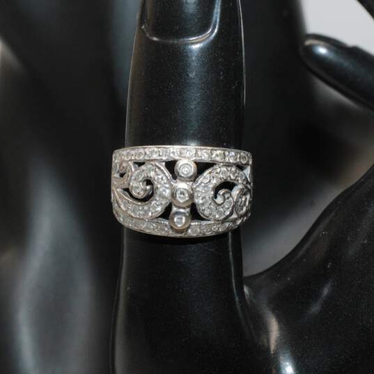 14K White Gold Diamond Accent Ring(Size 6.5)-5.9g image number 1
