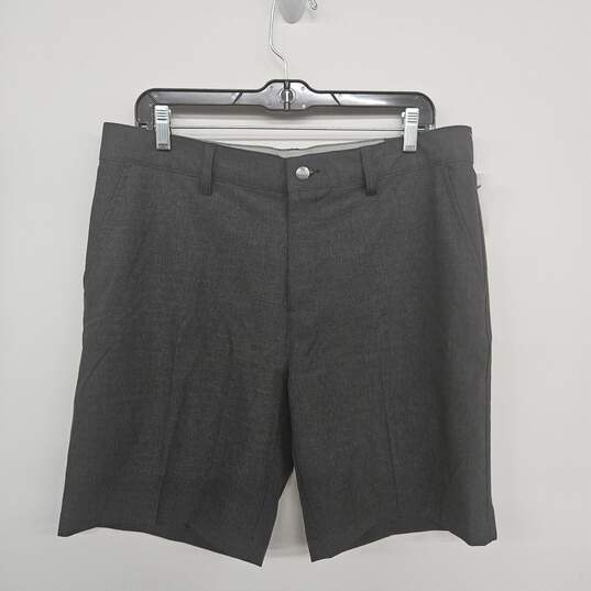 Gray Herringbone Woven Shorts image number 2