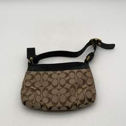 Coach Womens Brown Black Signature Print Leather Strap Buckle Shoulder Bag alternative image