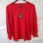 Adrianna Papell Red Rhinestone Hearts Sweater with Tags in Size Medium image number 1