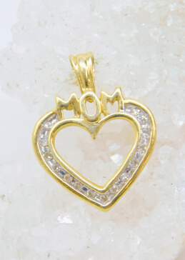 10k Yellow Gold Mom Heart Diamond Accent Pendant 1.9g