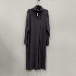 NWT Womens Gray Long Sleeve Cowl Neck Cutout Pullover Maxi Dress Size 22/24