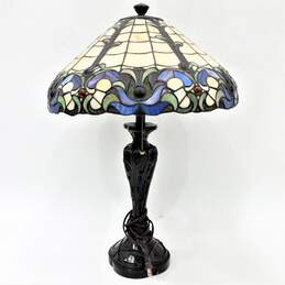 Art Nouveau Tiffany Style 27in Tall Stained Glass Table Lamp