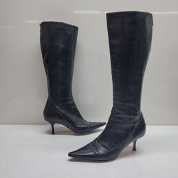 AUTHENTICATED WMNS JIMMY CHOO 17in KNEE HIGH LEATHER BOOTS EU SZ 35.5