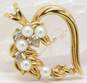 10K Yellow Gold Diamond Accent & Pearl Floral Heart Pendant 2.8g image number 1