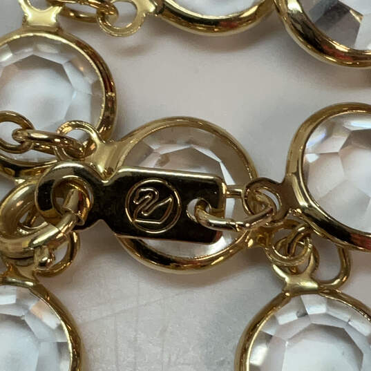 Designer Swarovski Gold-Tone Sparking Crystal Clear Chain Bracelet image number 4