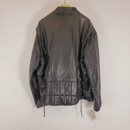 Men Black Leather Jacket L image number 2