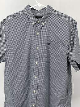 Mens Blue White Plaid Classic Fit Collared Button Up Shirt Sz L T-0528908-C alternative image