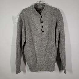 Mens Heather Knitted Long Sleeve Quarter Buttons Henley Sweater Size Large