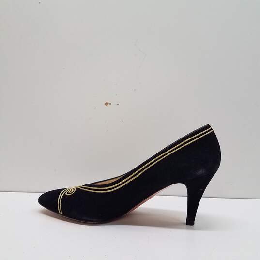 Evan Picone Suede Embroidered Heels Black 7.5 image number 2