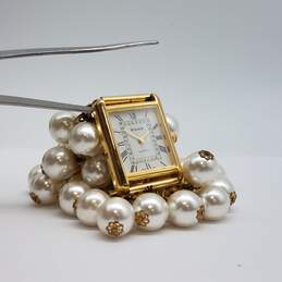 Visage Tank Unique Statement Gold Tone Faux Pearl Bracelet Ladies Quartz Watch alternative image