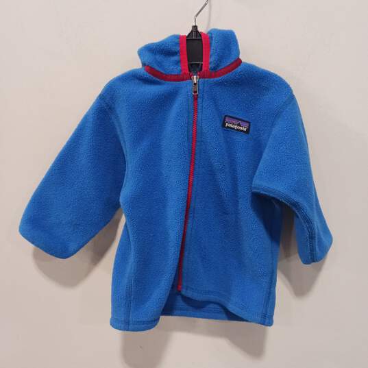 Baby Blue Long Sleeve Hooded Full Zip Fleece Jacket Size 12 Months image number 1