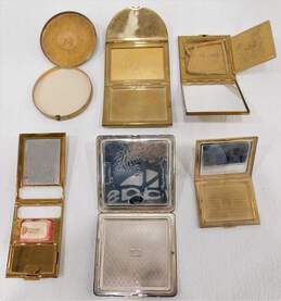 Vintage MCM Ladies Mirror Makeup Compacts Gold Tone Richard Hudnut Rex Fifth Ave alternative image