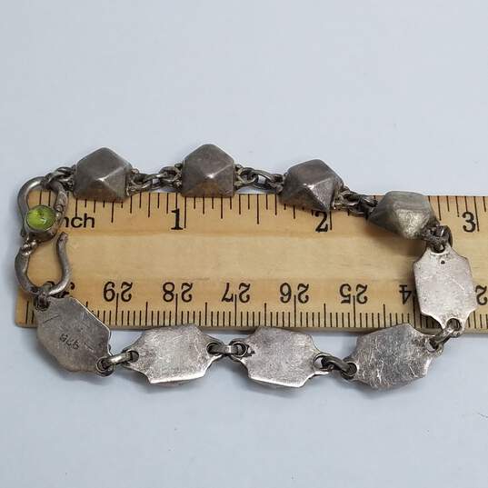 Sterling Silver Elevated Diamond Shape Link 7.5in Bracelet 12.3g image number 6