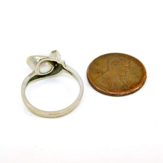 Vintage 10k White Gold Pearl & White Topaz Ring 3.3g image number 6