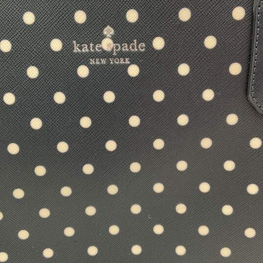 Kate Spade NY Womens Black White Leather Polka Dot Zipper Tote Bag image number 6