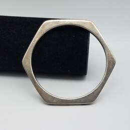 Sterling Silver Modernist hexagon 2 1/2" Diameter Cuff Bracelet 40.2g alternative image