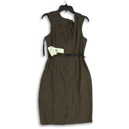 NWT Jones New York Womens Brown Plaid Belted Sleeveless Sheath Dress Size 8 alternative image