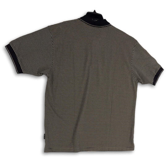 NWT Mens Black Beige Striped Chicago Blackhawk Polo Shirt Size XL image number 2