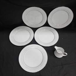 6pc Noritake Japan Cumberland Dinner Plates and Creamer 2225 alternative image