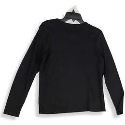 Womens Black Round Neck Long Sleeve Supima Cotton Pullover T-Shirt Size M alternative image