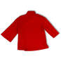 Womens Red Knitted Mock Neck Long Sleeve Pullover Sweater Size Medium image number 2