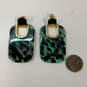 Designer Kate Spade Gold-Tone Green Black Artistic Classic Drop Earrings image number 2