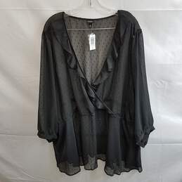 Torrid Women's Black Polyester Long Sleeve Clip Dot Ruffle Blouse Size 6
